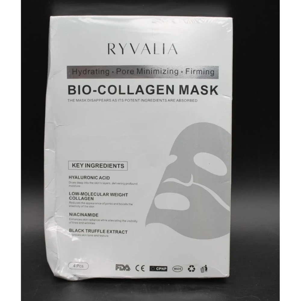 RYVALIA Bio-Collagen Face Mask 4 Pack Hydrating Firming Pore Minimizing Sealed